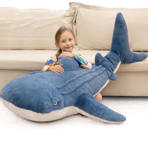 Tezituor 43.3 inch Giant Hammerhead Shark Stuffed Animal, 4ft Large Stuffed Hammerhead Shark Plush Ocean Toys, Realistic Gray Shark Plush Pillow for Girls Boys