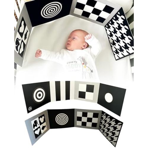 Samuel Sensory Board for Babies - Supersized Black and White Baby Cards for Developmental Newborn Tummy Time Toys - 100cm Newborn Black & White Toys for 0-3 Months & Older - Thick Stand Up Board No. 1