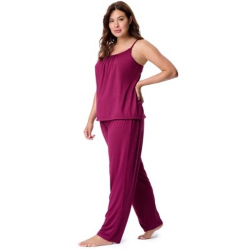 Motherhood Maternity Women's Sleeveless Swing Nursing Cami with Foldover Waistband Pant Sleep Set- Red, Medium