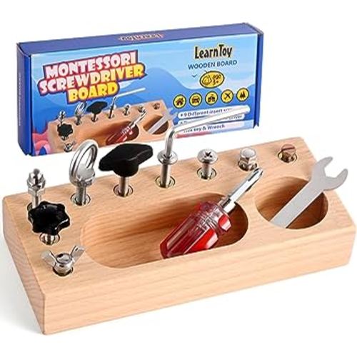 LearnToy Montessori Toys for 3 4 5 Year Old - Montessori Screwdriver Board Set - Learning Sensory Toys - Fine Motor Skills Toys Preschool Materials - Toddler Travel Toys - Waldorf STEM