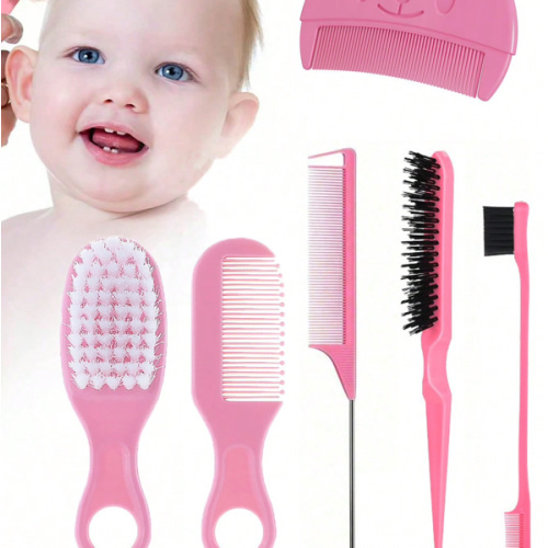 6pcs Baby Hairbrush Set, Suitable For All Hair Types, Durable ABS Handle, Newborn Head Care Hairbrush Set For Hair Styling