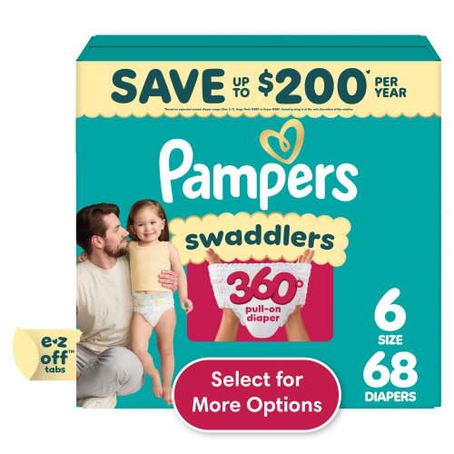 Pampers Swaddlers 360 Baby Diapers Size 6, 68 Count (Select for More Options)