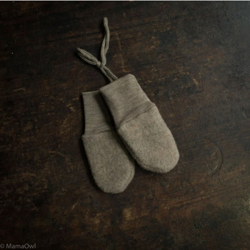 Baby Merino Wool Fleece Mittens - Walnut Melange