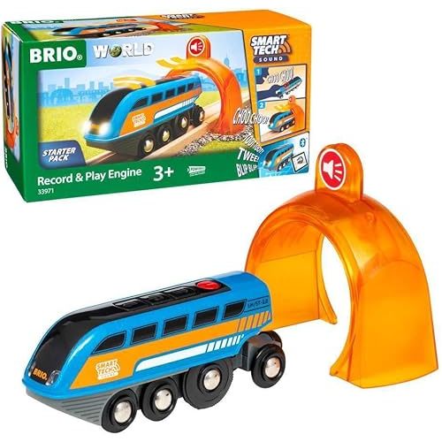BRIO 33971 Smart Tech Sound Record & Play Engine - Interactive Wooden Toy Train for Kids | Perfect for Age 3 and Up | Enhances Motor Skills