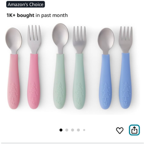 Amazon.com: Elk and Friends Kids Silverware with Silicone Handle | Childrens Safe Flatware | Toddler Utensils | Baby Spoons + Forks | Stainless Steel Cutlery : Baby