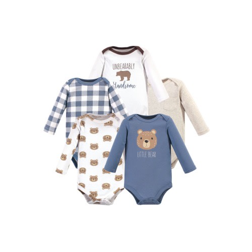 Five-Piece Collection of Long-Sleeve Cotton Bodysuits