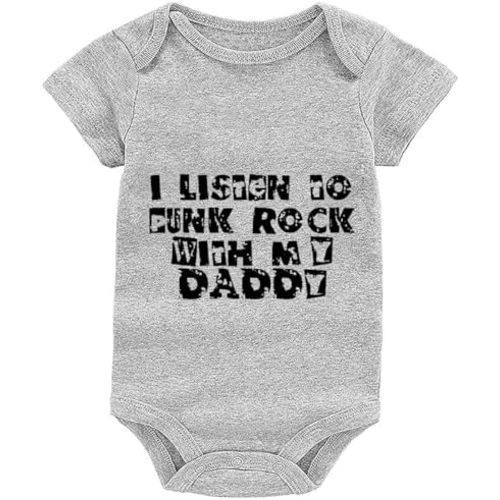 I Listen to Punk Rock with My Daddy Baby Bodysuit Newborn Outfits Baby Romper Infant One Piece Outfits