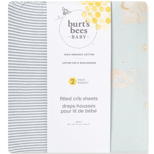 Good Night Sky Organic Cotton Crib Sheets Set of 2 - Ice Flow