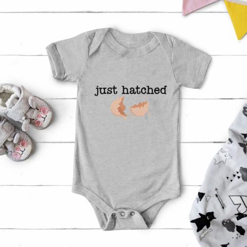 Freshly Hatched Baby Bodysuit, Chicken Lover Newborn Bodysuit, Farm Baby Bodysuit, Neutral Baby Bodysuits, Baby Shower Gift for Minimalist