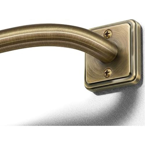 Lootkell Antique Bronze Wrap Around Curtain Rods for Windows 48-84 Inch, Adjustable Length Blackout Modern Curtain Rods Heavy Duty 1" Diameter Darkening Drapery Rod for Bedroom Living Room Kitchen