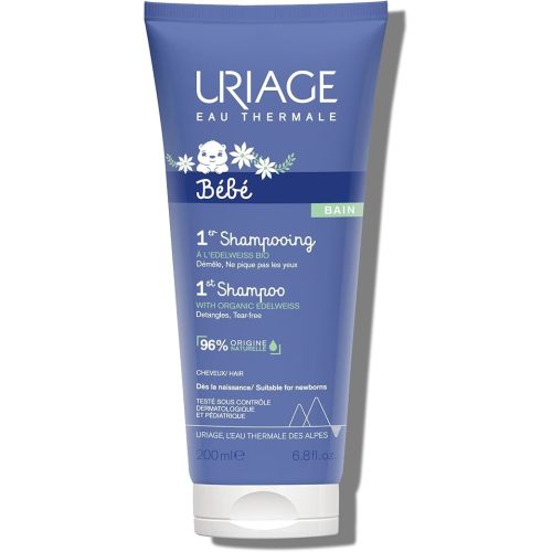 Uriage Baby 1St Shampoo With Organic Edelweiss, Leaves Hair Soft & Supple, Respects Balance Of Baby'S Scalp, Tear-Free, Soap-Free & Biodegradable Formula, 96% Igredients Of Natural Origin