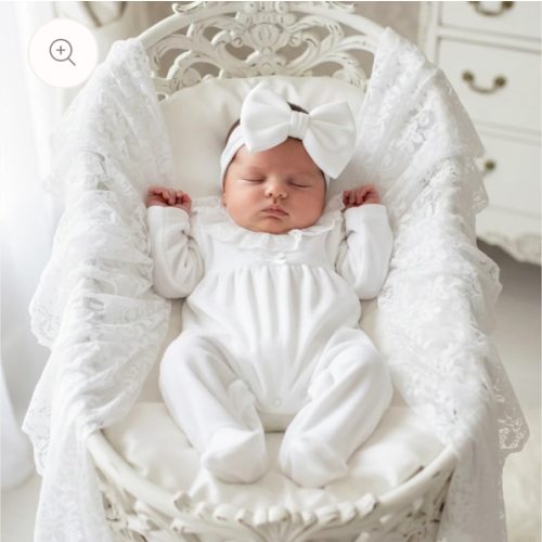 White Lace Collar All In One – Ella Marina Baby