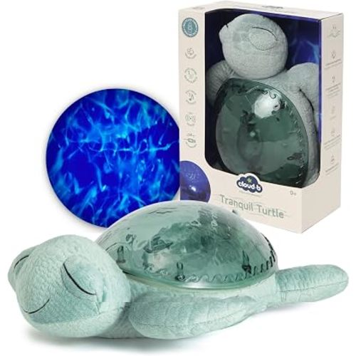 Cloud b Ocean Projector Nightlight with 2 White Noises & 2 Soothing Sounds | Adjustable Settings | Cry Sensor | Tranquil Turtle - Green (Rechargeable)