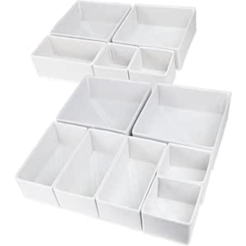 12 Pack Drawer Organizers for Clothing, Foldable Clothes Drawer Organizer for Underwear, Folded Clothes, Baby Clothing, Socks, Bra, Towels, Ties - Multi-pack Clothes Organizer Storage Box (White)