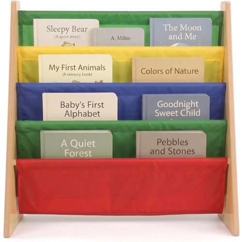 Kids Bookshelf, Montessori Front Facing Toddler Bookcase 4 Tier