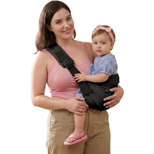 Baby Sling Carrier, Adjustable Baby Carrier Newborn to Toddler Carrier for 8-40lbs, Toddler Sling Carriers, Toddlers Hip Carriers, Black