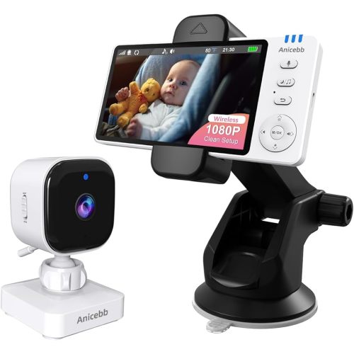Wireless Baby Car Camera with 1080P Night Vision, Auto On/Off - Portable Baby Monitor for Car, Home & Travel - 8 Lullabies, 3 Mounting Options, 850nm IR No-Glow Night Vision for Infants/Pets