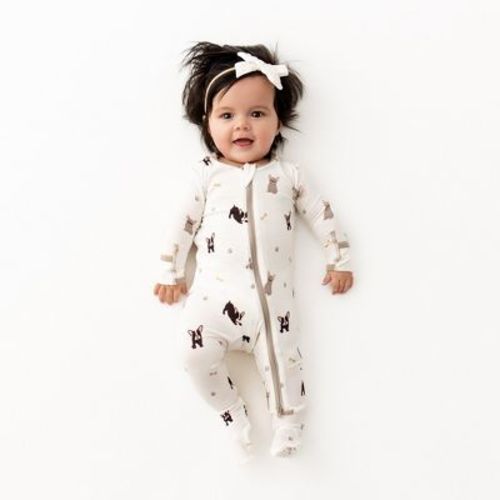 Bamboo Little Baby Soft Zippered Footie French Bulldogs 6-9 months