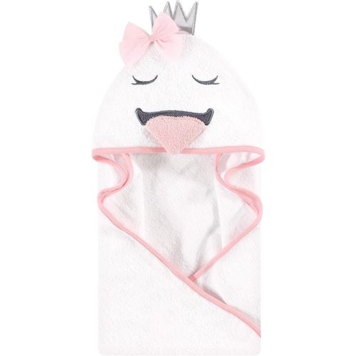 Hudson Baby Unisex Baby Cotton Animal Face Hooded Towel, Swan, One Size