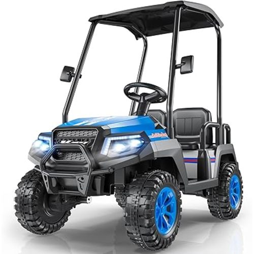 LIGIANT 24V Ride on Toys for Big Kids, 4-Seater Kids' Car, Golf Cart Max. Capacity: 264 Lbs(4 Kids), 4WD Ride on Car w/Remote Control, Detachable Awning, Spring Suspension, Music/Story/Power Display