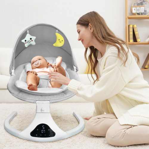 Zoomie Kids Electric Baby Swing with Remote Control Natural Motion Speeds, Detachable Seat Pad | Portable Infant Swing for Indoor/Outdoor Use (0-12M, 20lbs) | Wayfair