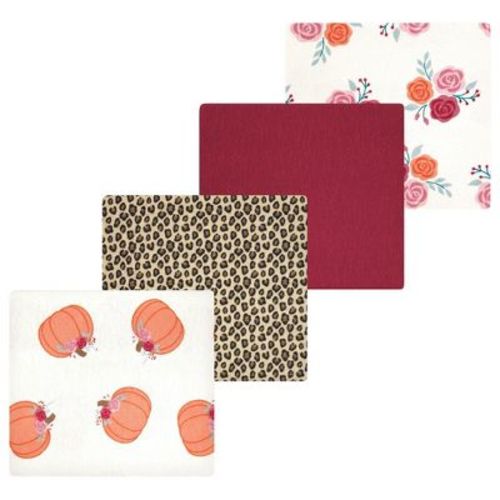 Luvable Friends Hudson Baby Cotton Poly Flannel Receiving Blankets 4pk, Little Pumpkin