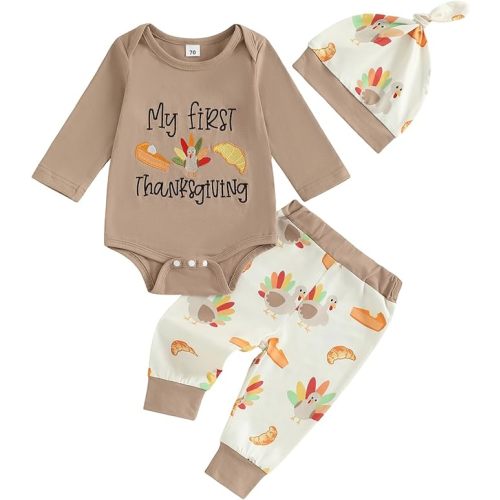 Newborn Baby Boy Christmas Outfit Letter Print Long Sleeve Romper Jogger Pants 3Pcs Set My 1st Christmas Outfit