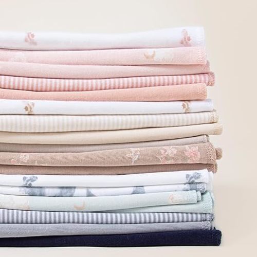 Burt's Bees Baby Infant Burp Cloths, 100% Organic Cotton Extra Absorbent Soft Fabric Drool Cloths, 5-Pack Newborn Must-Have Essential Large Burping Cloths, One Size 17 x 11.75 Inches