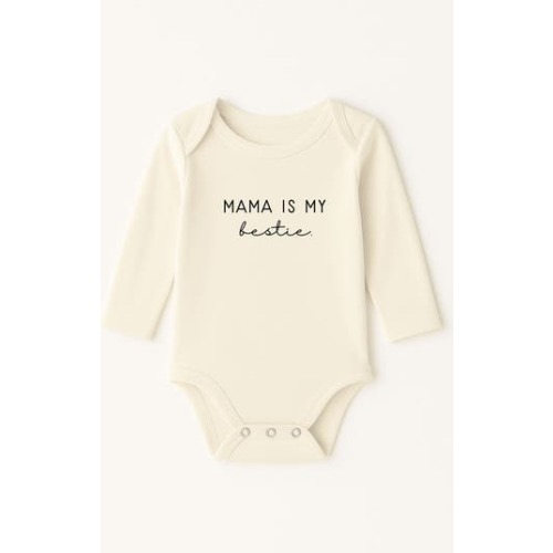 Mama Is My Bestie - Organic Long Sleeve Baby Bodysuit, 6-12M