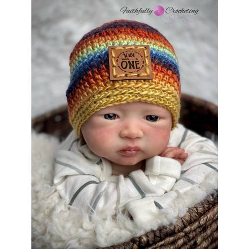 Wild one hat, newborn baby boy hat, soft wool beanie, 0/3 months hat, ready to ship, coming home hat, newborn beanie, baby shower gift