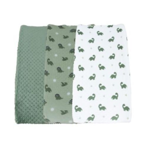 Changing Pad Cover for Baby Boys, Green Dino Minky
