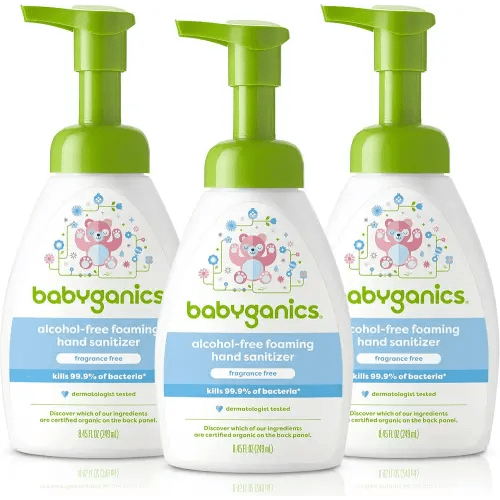 BabyGanics Alcohol-Free Foaming Hand Sanitizer, Pump Bottle, Fragrance Free, 8.45 oz, 3 Pack