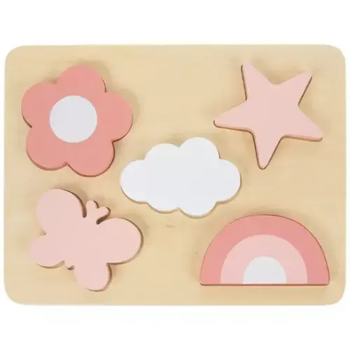 Pink Whimsical Baby Wood Puzzle