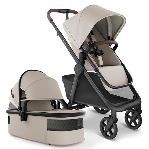 Mompush Ultimate 3 Full Size Baby Stroller with Bassinet from Newborn to 50 lbs - All-Terrain Large Wheels with Full Suspension, Reversible & Extendable Seat for Growing Kids, One-Second Compact Fold