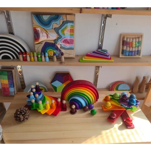 Wooden Rainbow Stacker | Grimms Style Rainbow | Montessori Wooden Toy | Waldorf Toy | Wooden Toy for 1 Year Old