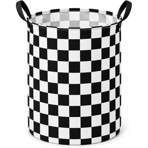Racing Flag Kids Laundry Gift Basket Storage Hamper, Clothes Storage Organizer Bins, Shelf Basket with Handles for Room Decor