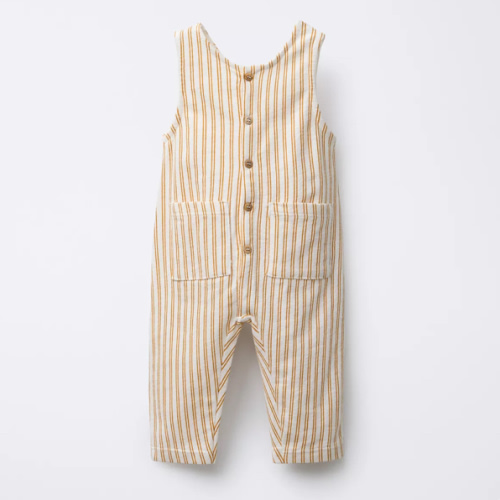 STRIPED OVERALLS WITH LABEL - Light ecru | ZARA United States