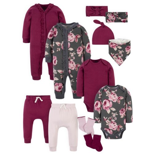 Modern Moments by Gerber Baby Girl Layette Shower Gift Set, 12-Piece (Newborn-12 Months) - Modern Moments by Gerber Baby Girl Layette Shower Gift Set, 12-Piece (Newborn-12 Months)