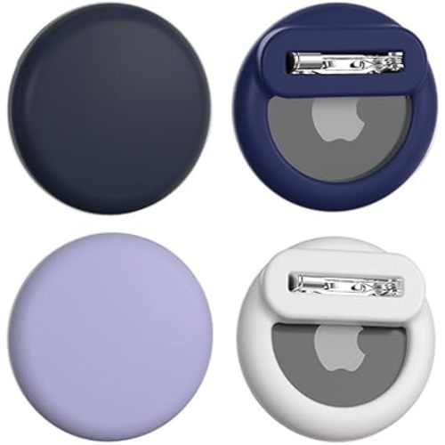4 Pack Holder for AirTag Kids Hidden Silicone Case Cover with Safety Pins for Children Elderly Pets Backpack Luggage (Black/Blue/White/Purple)