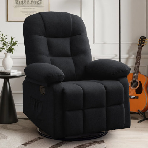 Ebern Designs Recliner Chair, Small Recliner For Small Space, 360 ° Swivel Rocker Recliner For Living Room, Manual Recliner With Side Pockets & Reviews | Wayfair