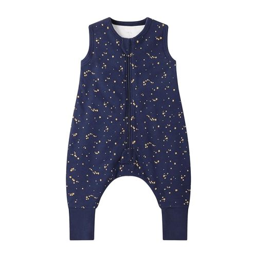 1.0 Tog 100% Organic Cotton Baby Sleeping Bag with Feet Toddler Sleep Sack with Legs Sleeveless Wearable Blanket(1.0 TOG Starry Sky,1 Years-70)