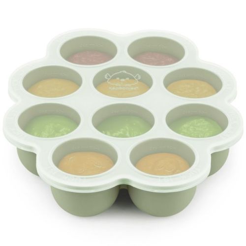 Prep Silicone Baby Food Freezer Tray with Clip-on Lid, 2oz x 10 Silicone Freezer Molds, BPA-Free Baby Food Storage (Sage)
