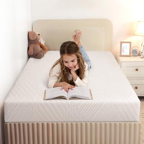 MLILY 8 Inch Twin Mattress for Kids Green Tea Memory Foam Medium Firm | Bed in a Box, Green Tea Gel for Cool Sleep, Pressure Relief, Single Mattress for Daybed/Bunk/Individual, CertiPUR-US, 75"x38"