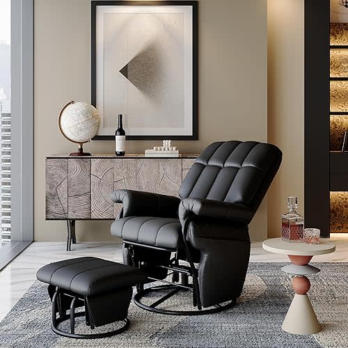 AODAILIHB Swivel Glider Recliner, Recliner Chair, Indoor Rocking Chair, Nursery Chairs, Black