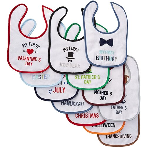 Hudson Baby Unisex Baby Cotton Terry Drooler Bibs With Fiber Filling