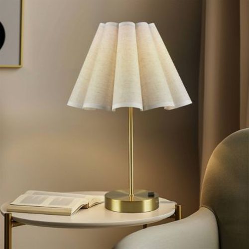510 Design JLA Home Chique Tap-Control and Dimmable Accent Table Lamp with Power Outlet Gold Light Bulb Included