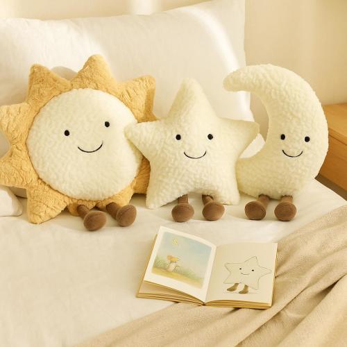 Moon Sun Star Plush Pillow – Soft Cartoon Cushion Decor