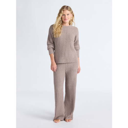 Joyspun Women's Cozy Ribbed Crewneck Top and Wide-Leg Pants Set, 2-Piece, Sizes XS-3X