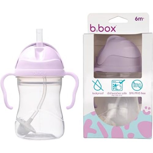 b.box Sippy Cup with Weighted Straw, Toddler Straw Cup, Spill Proof, 8oz