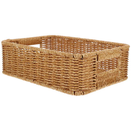 CTIRCHIU Elegant Rectangular Rattan Woven Basket for Multi-purpose Use in Kitchen Home Decoration